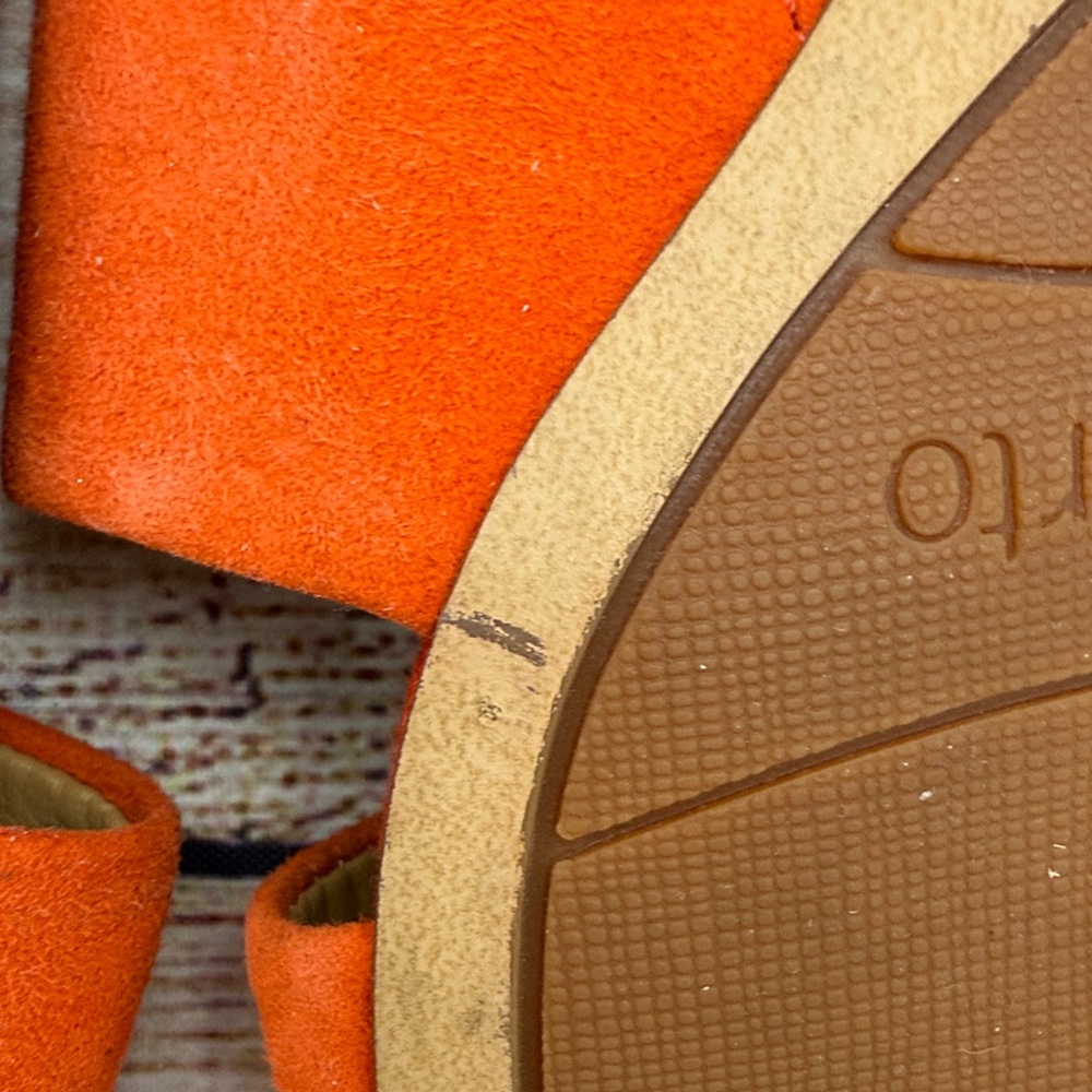 Franco Sarto Women's Orange Suede Mules - Picture 6 of 7